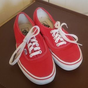 Red lace up Vans